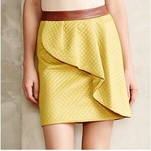 Anthropologie HD In Paris Yellow Quilted Mini Skirt